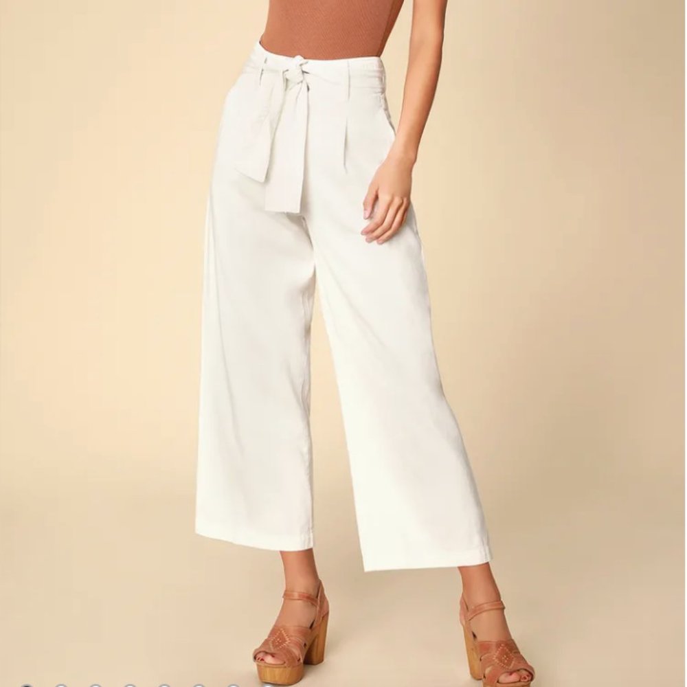 Billabong Off-White Cropped Wide-Leg Pants Size 27